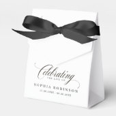 Elegante viering van het leven rouw zwart wit bedankdoosjes (Voorkant Zijde)
