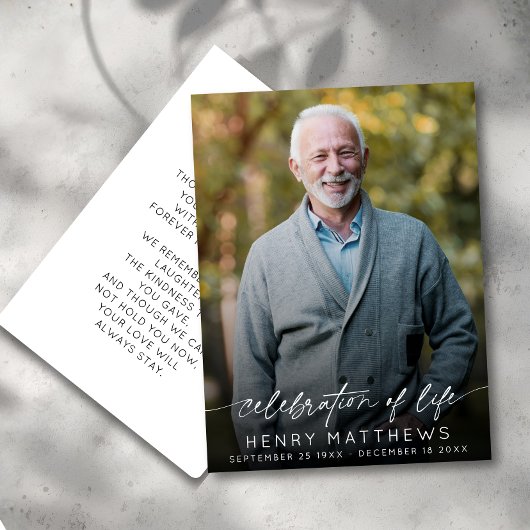 Elegante viering van het leven script foto begrafe bedankkaart