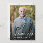 Elegante viering van het leven script foto begrafe bedankkaart (Voorkant)