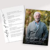 Elegante viering van het leven script foto begrafe programmakaart