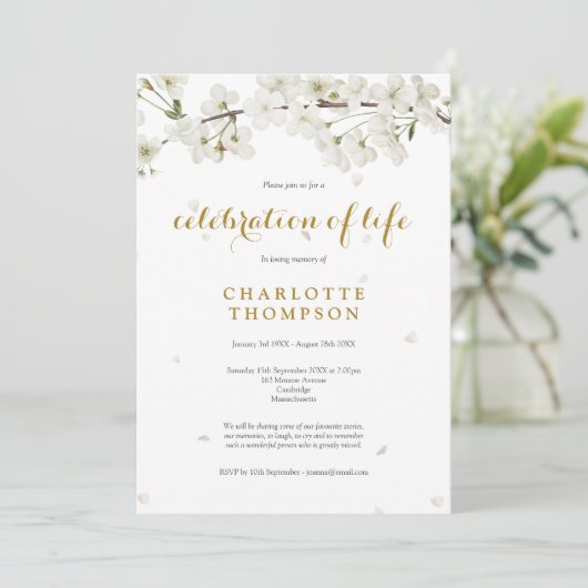 Elegante viering van het leven Witte Bloesem Bloem Kaart (Staand voorkant)