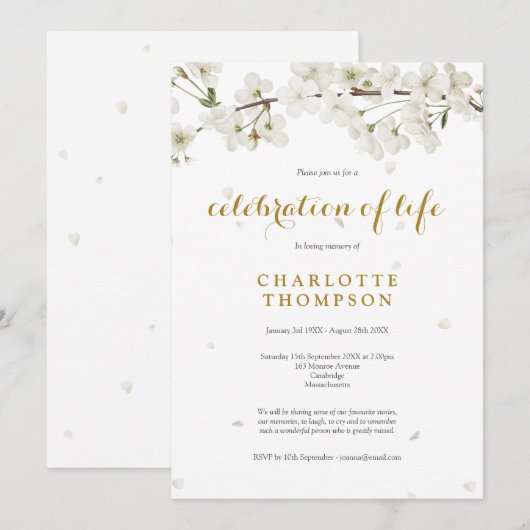 Elegante viering van het leven Witte Bloesem Bloem Kaart (Voorkant / Achterkant)