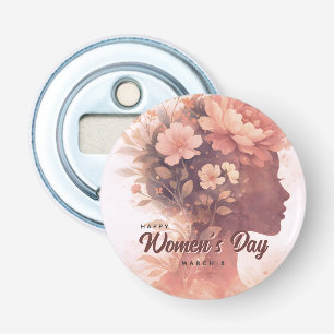 Elegante viering van Internationale Vrouwendag blo Button Flesopener