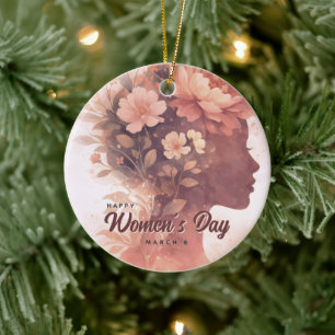 Elegante viering van Internationale Vrouwendag blo Keramisch Ornament