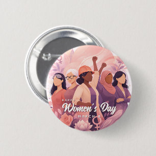 Elegante viering van Internationale Vrouwendag blo Ronde Button 5,7 Cm