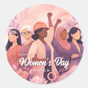 Elegante viering van Internationale Vrouwendag blo Ronde Sticker