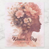 Elegante viering van Internationale Vrouwendag blo Wijn Etiket (Enkel label)
