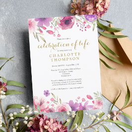 Elegante viering van levensbloemen rouwkaart kaart