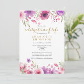 Elegante viering van levensbloemen rouwservice kaart (Staand voorkant)