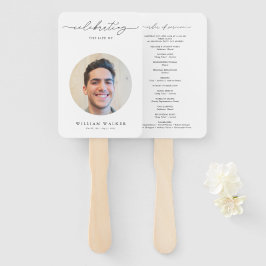Elegante viering van levensfoto rouwkaart handwaaier
