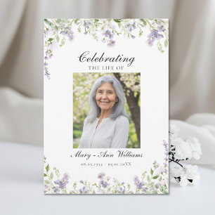 Elegante viering van levensfoto rouwkaart kaart
