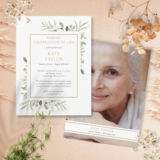 Elegante viering van levensfoto uitnodiging