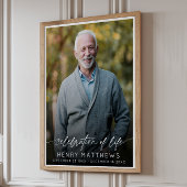 Elegante viering van levensscript foto rouw poster