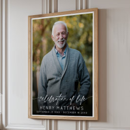 Elegante viering van levensscript foto rouwdienst  poster
