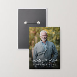 Elegante viering van levensscript foto rouwplechti button