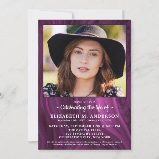 Elegante viering van Life Custom Photo Funeral Kaart (Voorkant)