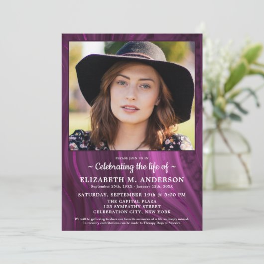 Elegante viering van Life Custom Photo Funeral Kaart (Staand voorkant)