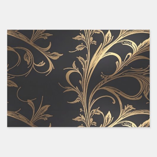 Elegante Viering Zwart met Gouden Folie Accent Inpakpapier Vel (Voorkant)