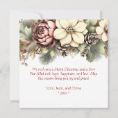 Elegante vierkante Bloemen Foto Kerst Kaart (Achterkant)