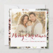 Elegante vierkante Bloemen Foto Kerst Kaart (Voorkant)