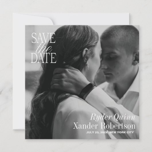 Elegante vierkante foto Sla de datum op Save The Date (Voorkant)