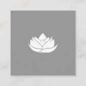 Elegante vierkante grijze en witte lotusbloem vierkante visitekaartje (Achterkant)
