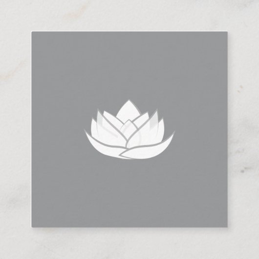 Elegante vierkante grijze en witte lotusbloem vierkante visitekaartje (Achterkant)