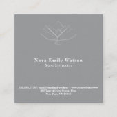 Elegante vierkante grijze en witte lotusbloem vierkante visitekaartje (Voorkant)