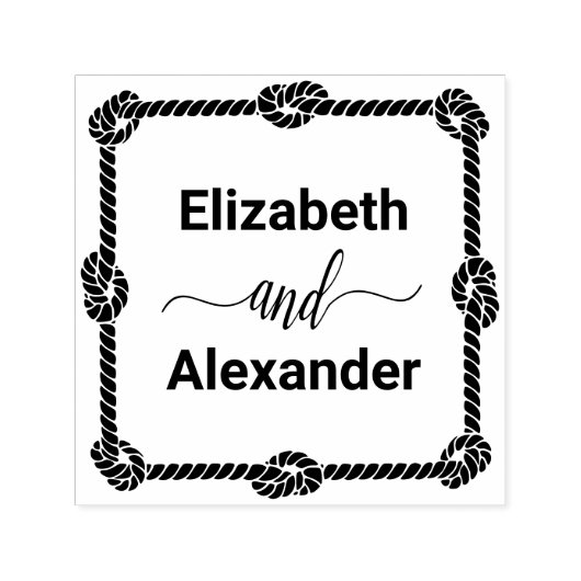 Elegante vierkante touw knoop Lijst #1 bruid bruid Zelfinktende Stempel (Design)