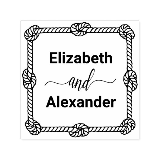 Elegante vierkante touwknoop frame #2 bruid bruide  zelfinktende stempel (Design)