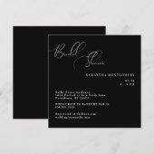 Elegante Vierkante Zwarte Bruiloftsborrel Save The Date (Voorkant / Achterkant)