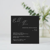 Elegante Vierkante Zwarte Bruiloftsborrel Save The Date (Staand voorkant)