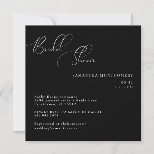 Elegante Vierkante Zwarte Bruiloftsborrel Save The Date (Voorkant)