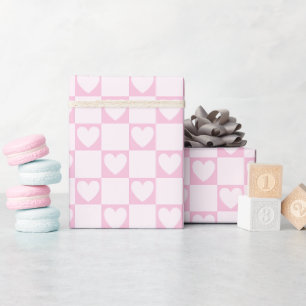 Elegante vierkanten van zeer zachte roze harten cadeaupapier