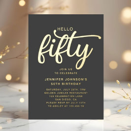 Elegante Vijftig En Fabulous 50ste Verjaardag Folie Uitnodiging