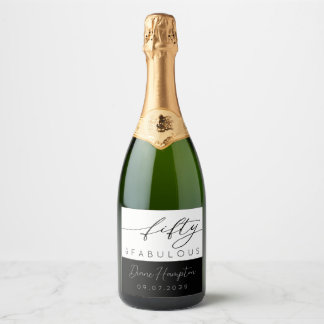 Elegante Vijftig en Prachtige 50e Verjaardag Sparkling Wijnetiket