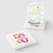 Elegante Vijftig & Fabulous 50ste Verjaardag Stenen Onderzetter (Zijkant)