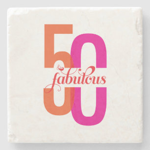 Elegante Vijftig & Fabulous 50ste Verjaardag Stenen Onderzetter