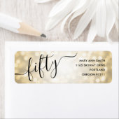 Elegante vijftig gouden glitterlichten 50ste verja etiket (Insitu)