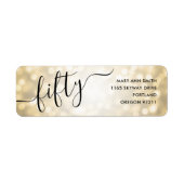 Elegante vijftig gouden glitterlichten 50ste verja etiket (Voorkant)