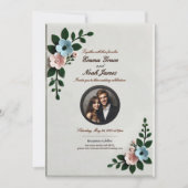 Elegante vilten bloemenbruiloft uitnodiging (Voorkant)