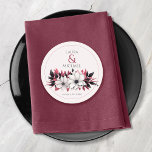 Elegante Vinatage Zwart Magenta Floral Ronde Kartonnen Onderzetter<br><div class="desc">Deze elegante bruiloft onderzetters zijn voorzien van een prachtig bloemmotief in zwart magenta en wit.</div>