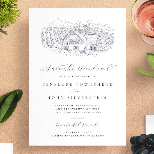 Elegante Vineyard Destination Weekend Wedding Save The Date