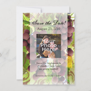 Elegante Vineyard Paarse/Groene Foto sparen de Dat Save The Date