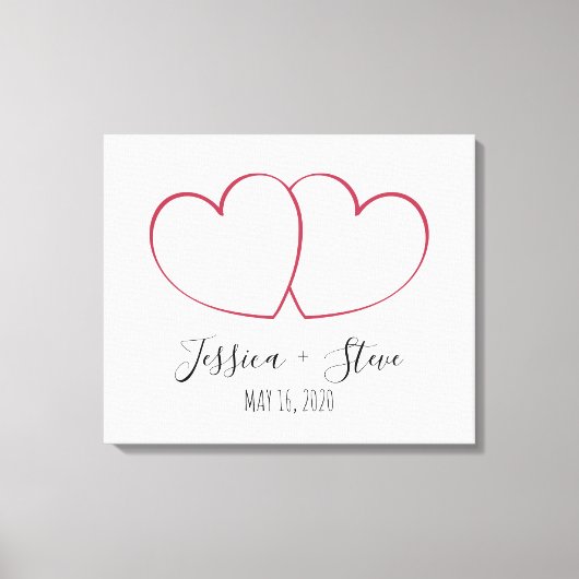 Elegante vingerafdruk hart bruiloft canvas gastenb (Voorkant)
