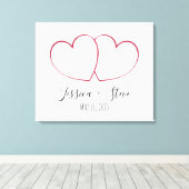 Elegante vingerafdruk hart bruiloft canvas gastenb (Insitu (Houten vloer))