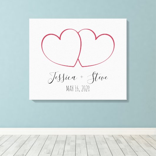 Elegante vingerafdruk hart bruiloft canvas gastenb (Insitu (Houten vloer))