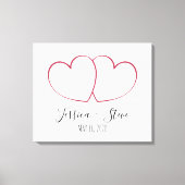 Elegante vingerafdruk hart bruiloft canvas gastenb afdruk (Voorkant)