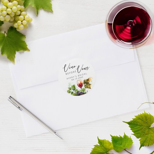 Elegante Vino Before Vows Waterverf Wijnproeverij Ronde Sticker