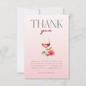 Elegante Vino Before Vows Wijn Thema Bruidsfeest Bedankkaart (Voorkant)